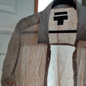 Tahari 100% Linen Tunic Button Down Shirt